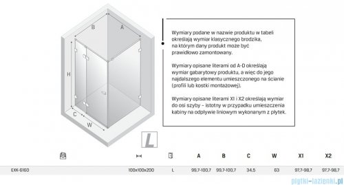 New Trendy Eventa Black Chrome kabina prysznicowa kwadratowa 100x100x200 cm lewa przejrzyste czarny połysk EXK-6160