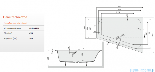Sanplast Free Line WTL/FREE wanna trapezowata 135x175 cm prawa 610-040-1330-01-000
