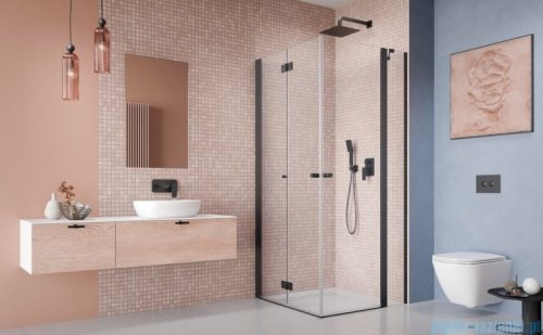 Radaway Nes Black KDD B / KDD II kabina 100x100cm lewa czarny mat przejrzyste 10024100-54-01L/10016100-54-01R