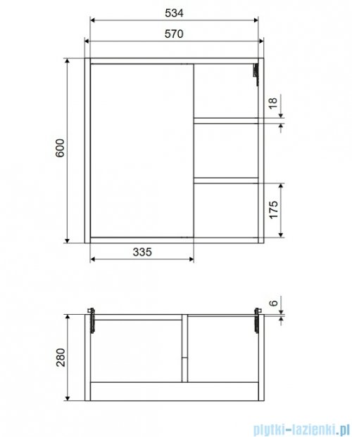 Excellent Ness szafka wisząca lakierowana czarny soft 57x71x28 cm MLEX.8201.600.BL