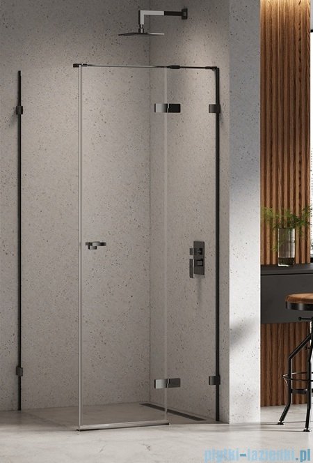 New Trendy Eventa Black Chrome kabina prysznicowa kwadratowa 110x110x200 cm prawa przejrzyste czarny połysk EXK-6197