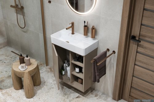 Excellent Ness szafka wisząca lakierowana czarny soft z umywalką Ness 57x71x28 cm MLEX.8201.K.3519.600.BLWH