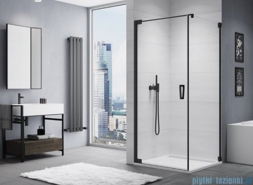SanSwiss Cadura Black Line drzwi wahadłowe 75cm jednoczęściowe lewe z profilem przyściennym czarny mat CA1CG0750607