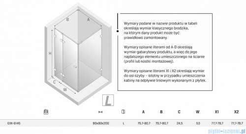 New Trendy Eventa Black Chrome kabina prysznicowa kwadratowa 80x80x200 cm lewa przejrzyste czarny połysk EXK-6146