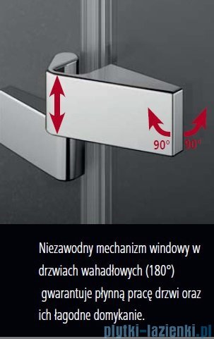 Kermi Tusca Drzwi wahadłowo 1 skrzydłowe z polem stałym prawe, szkło przezroczyste 120 cm TU1NR12020VPK