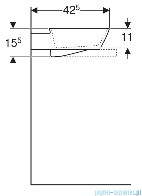Geberit One CleanDrain Umywalka prostokątna bez otworu na baterię 50x42,5cm KeraTect 505.050.00.1