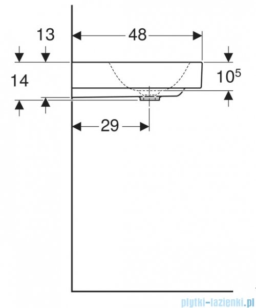 Geberit One Umywalka prostokątna z otworem na baterię 75x48cm KeraTect 505.020.01.2