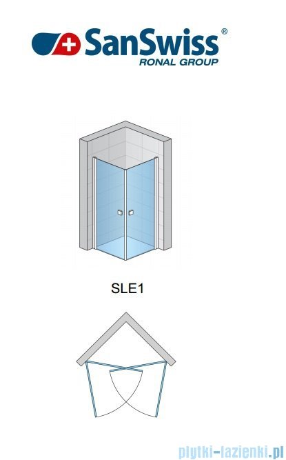 SanSwiss Swing-Line Sle1 Wejście narożne jednoczęściowe 100cm profil biały szkło przejrzyste Lewe SLE1G10000407