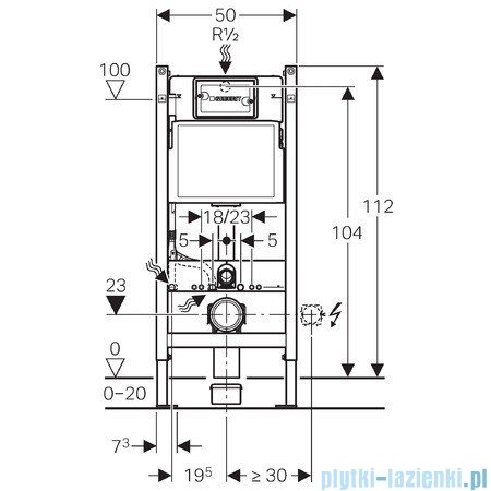 Geberit DuofixBasic stelaż podtynkowy do WC UP100 Delta H112 111.153.00.1