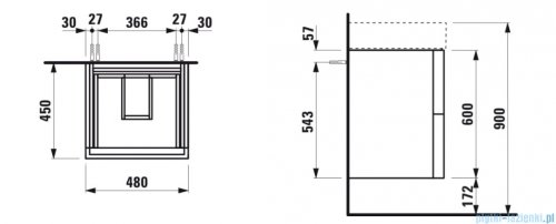 Laufen KARTELL szafka pod umywalkę 48x45cm biały mat H4075090336401