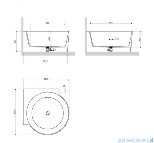 Omnires Ovo M+ wanna wolnostojąca narożna okrągła 120x120 cm terracotta mat OVO120WNTE