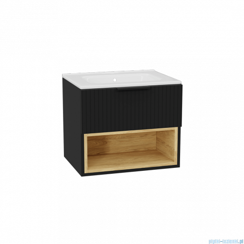 Excellent Tuto 2.0 szafka wisząca z umywalką PIK 60x50x46,5 cm front ryflowany czarny mat MLEX.2171.K.60.0365.BKBK