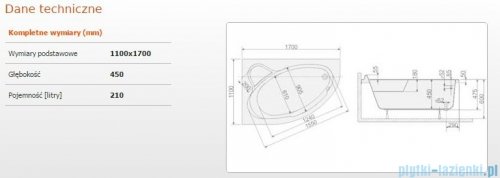 Sanplast Comfort Wanna asymetryczna lewa+stelaż WAL/CO 170x110+ST6 610-060-0440-01-000