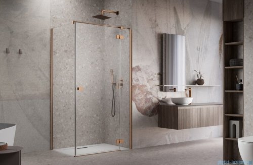 Radaway Essenza Kdj Brushed Copper kabina 90x90cm prawa szczotkowana miedź 1385044-93-01R/1384050-01-01