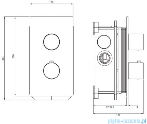 Omnires Contour bateria termostatyczna podtynkowa antracyt CT8036AT