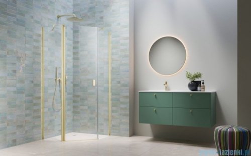 Radaway Nes Brushed Light Gold Ptj kabina pięciokątna 90x90cm lewa szczotkowane jasne złoto 10052000-98-01L/10052900-98-01