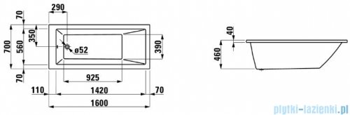 Laufen Pro wanna prostokątna 160x70cm H2339500000001