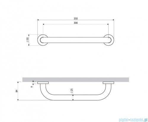 Omnires UNI uchwyt oporowy 35 cm złoty szczotkowany UOP-35-MGLB