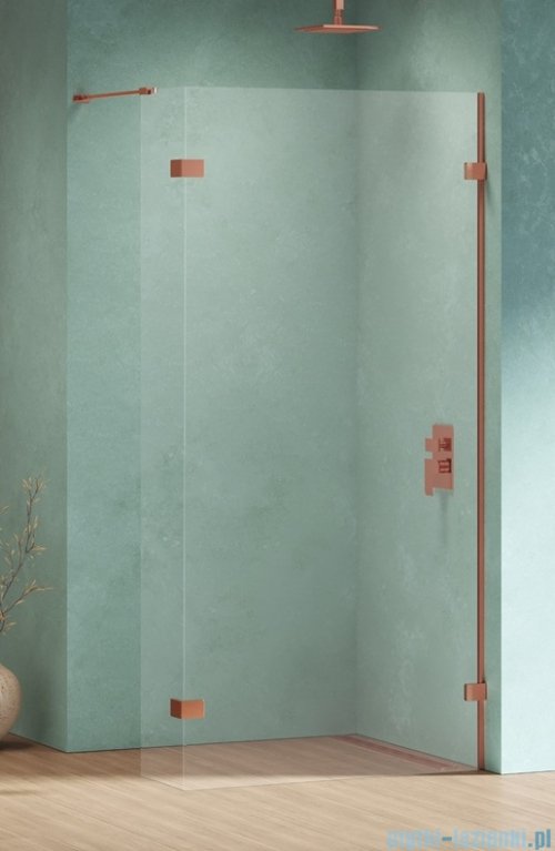 New Trendy Eventa Copper Shine kabina walk-in 160x200 cm jednoelementowa z dodatkową ścianką przejrzyste miedź połysk EXK-6541