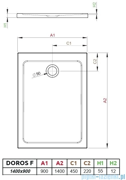 Radaway Doros F Stone brodzik 140x90 kaszmirowy SDRF1490-01-84S