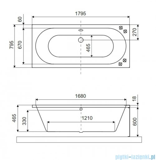 Excellent Oceana Slim wanna prostokątna 180x80 czarny mat WAEX.OCE18BLMS