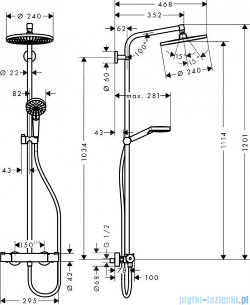 Hansgrohe Crometta S 240 1jet zestaw natryskowy termostatyczny chrom 27267000