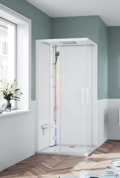 Novellini Glax 1 2.0 kabina z sauna parową 100x80 lewa biała G21A108SM5-1UU