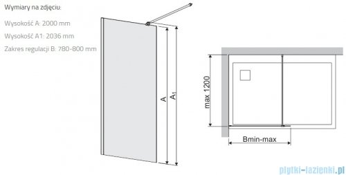 Sanplast Space Wall P/SPACEWALL kabina walk-in 80x203 cm czarny matowy 600-320-2120-59-401