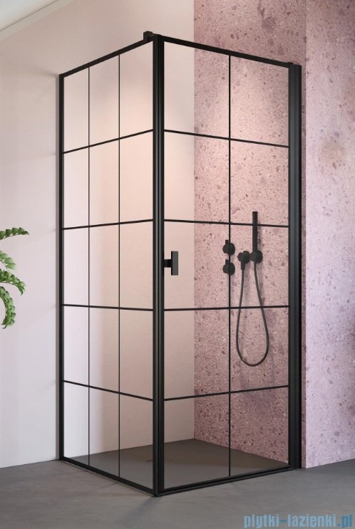 Radaway Nes 8 Black Kdj I Factory kabina 80x100cm prawa czarny mat/szkło przejrzyste 10072080-54-55R/10089100-54-55