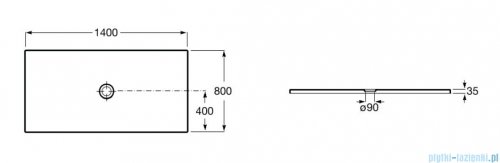 Roca Cratos brodzik prostokątny 140x80cm beżowy A3740L4650