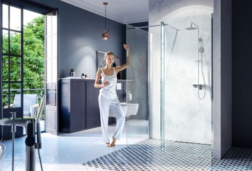 Excellent Vidoq walk-in kabina prysznicowa gięta, ścianka prosta 90cm, ścianka gięta 83cm chrom KAEX.1507.K.0900.0830.CR