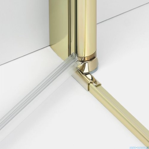 New Trendy New Soleo Light Gold 100x80x195 cm kabina prawa drzwi składane pojedyncze wspornik skośny złoty jasny połysk/szkło przejrzyste  K-1938