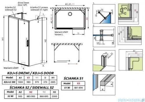 Radaway Idea Black Kdj+s kabina prysznicowa 90x100x90 lewa czarny mat/szkło przejrzyste 10116100-54-01L/387050-54-01R/10117090-01-01