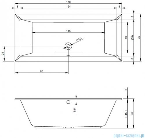 Riho Lugo wanna prostokąta 170x75cm z hydromasażem BLISS lewa B132006005