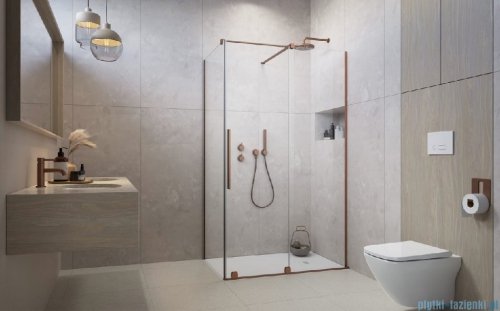 Radaway Furo Kdj Brushed Copper kabina 130x90cm prawa szczotkowana miedź 10104672-93-01R/10110630-01-01/10113090-01-01