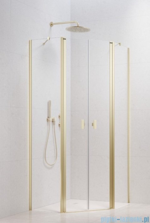 Radaway Nes Brushed Light Gold Ptd kabina pięciokątna 80x80cm szczotkowane jasne złoto 10051000-98-01/10051400-98-01