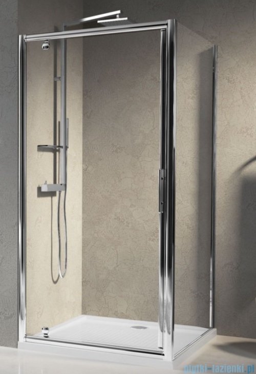 Novellini Drzwi prysznicowe obrotowe LUNES G 90 cm szkło przejrzyste profil srebrny LUNESG90-1B