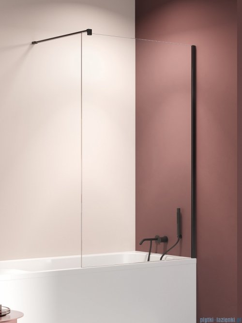 New Trendy Nesta Black parawan nawannowy ze wspornikiem prostopadłym 80x150 cm szkło przejrzyste P-0200-WP