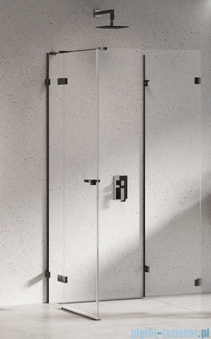 New Trendy Eventa Black Chrome kabina prysznicowa przyścienna z drzwiami bocznymi 90x80x200 przejrzyste Lewa czarny połysk EXK-6274