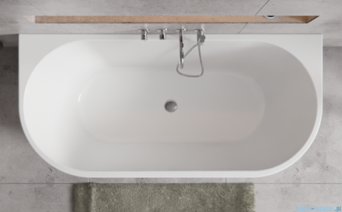 Besco Vica New wanna 160x80cm wolnostojąca przyścienna z odpływem klik-klak złoty #WAS-160VNZO