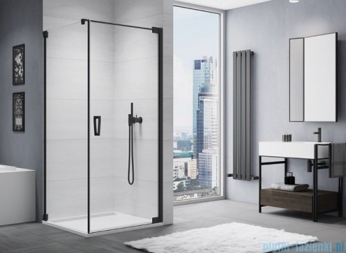 SanSwiss Cadura Black Line drzwi wahadłowe 100cm jednoczęściowe prawe z profilem przyściennym czarny mat CA1CD1000607