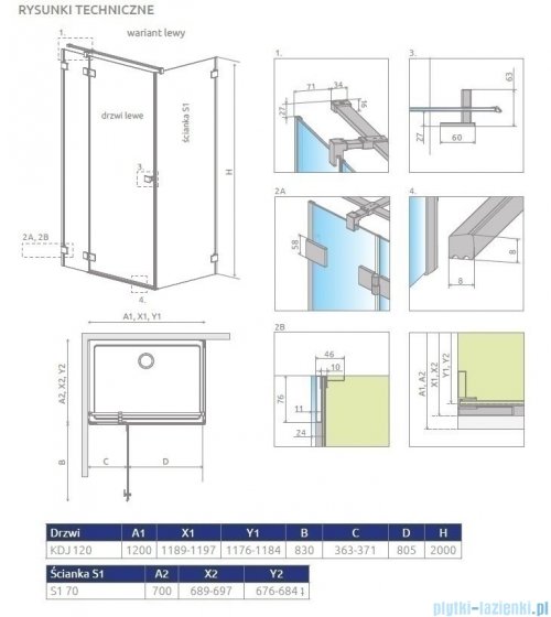 Radaway Essenza Pro White Kdj kabina 120x70cm lewa szkło przejrzyste 10097120-04-01L/10098070-01-01