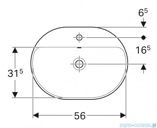 Geberit VariForm Umywalka owalna z półką z otworem na baterię 60x45cm KeraTect 500.732.00.2