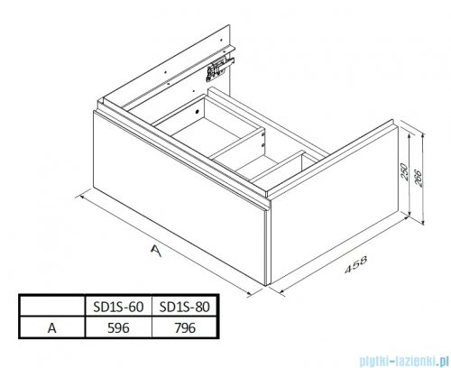 Oristo Brylant szafka podumywalkowa wisząca Ryflowana 60x25x45 czarny mat OR36-SD1S-60-8R