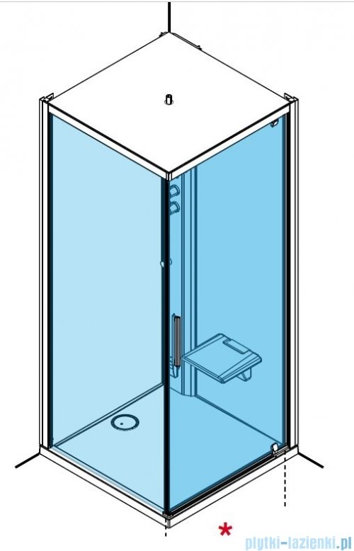 Novellini Glax 1 2.0 kabina z sauną parową 80x80 prawa czarna G21GF80DT5-1HH