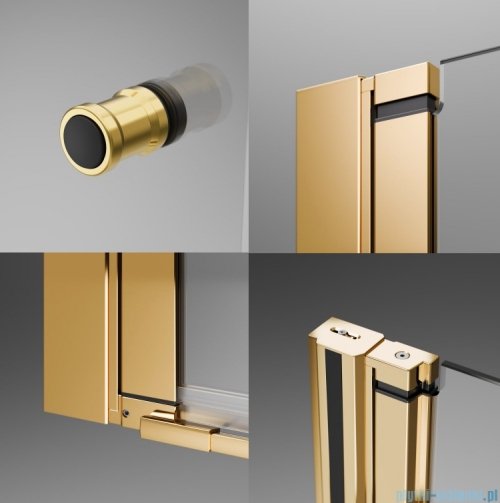 Radaway Nes Gold KDD B / KDD II kabina 80x80cm lewa złoty połysk przejrzyste 10024080-09-01L/10016080-09-01R