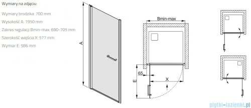 Sanplast Prestige III DJ/PRIII drzwi skrzydłowe 70x195 cm czarny matowy 600-073-0710-59-401
