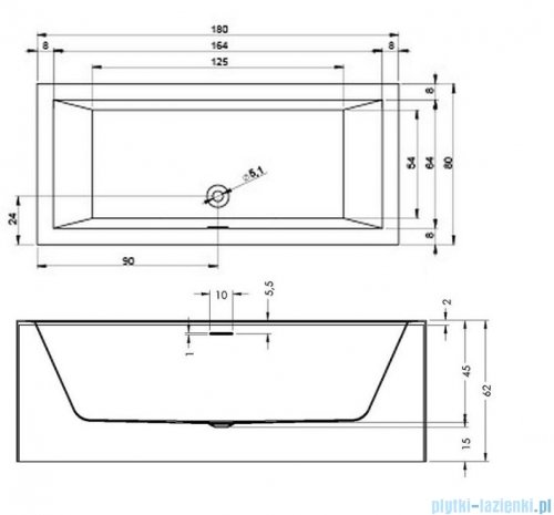 Riho Rethink Cubic Plug&amp;Play 180x80 cm wanna prostokątna prawa B106011005