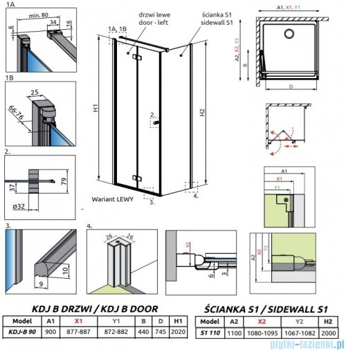 Radaway Fuenta Kdj B kabina 90x120cm lewa chrom połysk szkło przejrzyste 1384082-01-01L/1384054-01-01