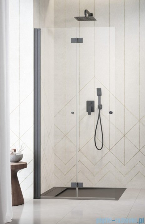 Radaway Nes 6 Brushed GunMetal KDD B kabina walk-in 80cm lewa szczotkowany grafit szkło przejrzyste 10024080-92-01L